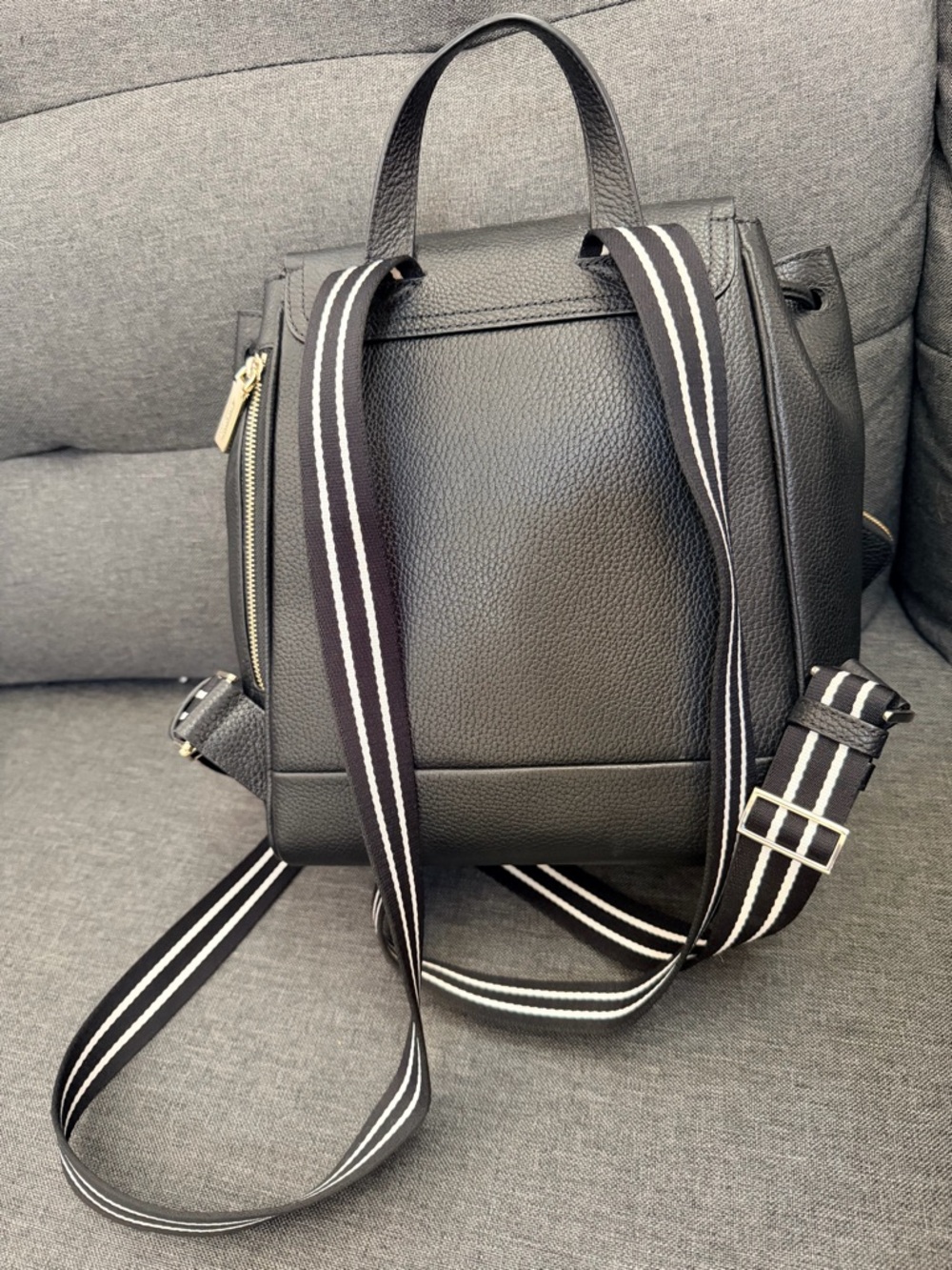kate spade Black Pebbled Leather Rosie Medium Flap Backpack - Picture 4 of 5